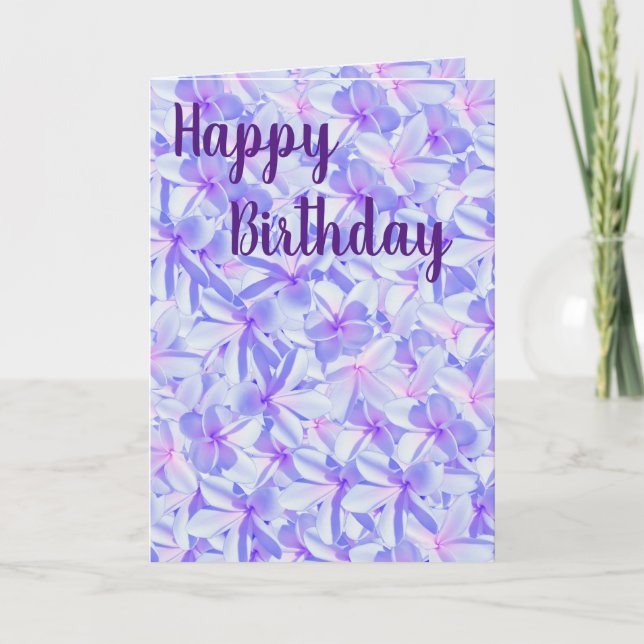 Pink And Moave Frangipani Flowers, Birthday Card, Card (Front)