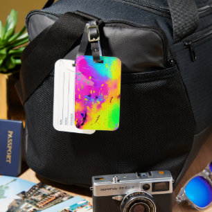 Pink And More Abstract Splash Paint Luggage Tag