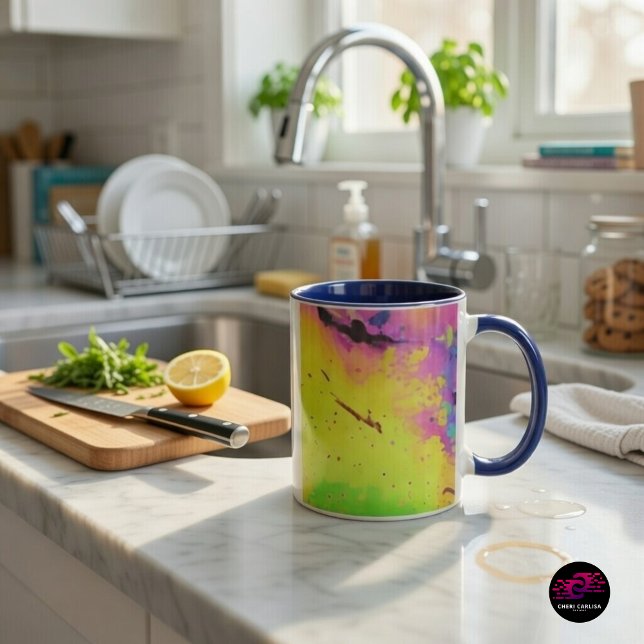 Pink And More Abstract Splash Paint Mug (This cup mug doesn’t do subtle.)