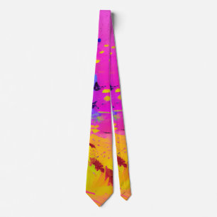 Pink And More Abstract Splash Paint Tie