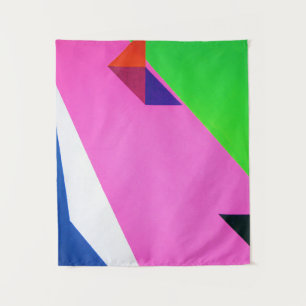 Pink and multicolored abstract art tapestry