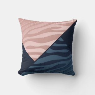 Pink and Navy Blue Gradient Zebra Stripe Triangle Cushion