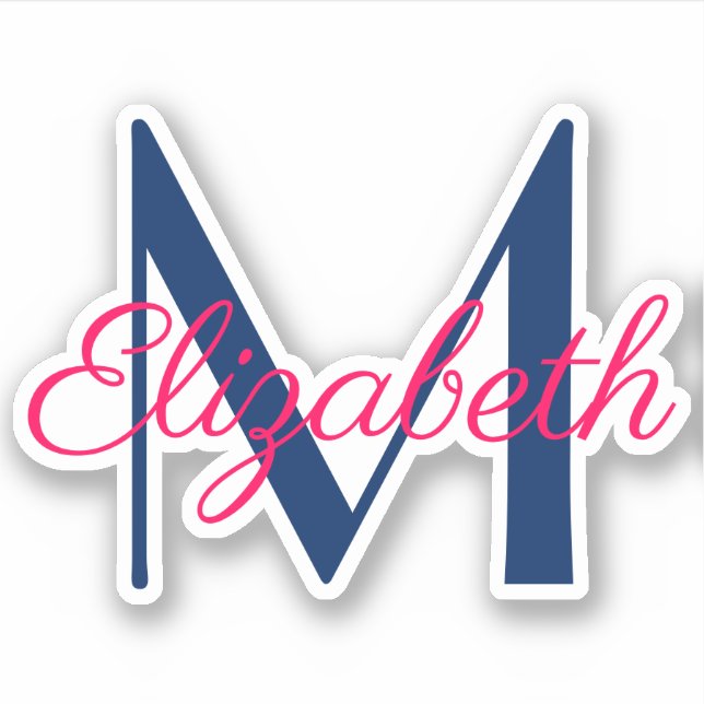 Pink and Navy Blue Monogram (Front)