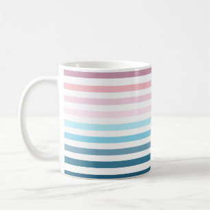 Pink And Navy Blue Stripes Coffee Mug