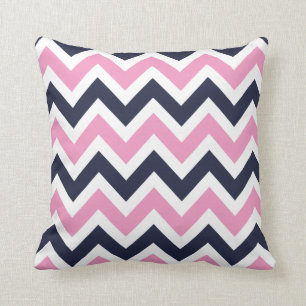 Pink and Navy Chevron Cushion