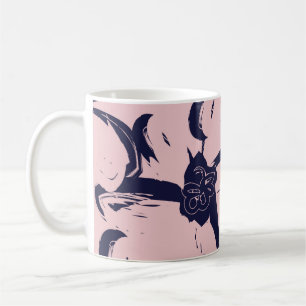 Pink and Navy Floral brush strokes seamless patter Coffee Mug