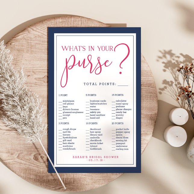 Pink and Navy Pineapple Bridal Shower Purse Game (Creator Uploaded)