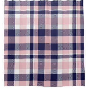 Pink and navy Plaid,  checkered,  tartan seamless  Shower Curtain