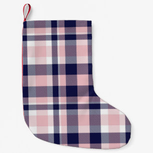 Pink and navy Plaid,  checkered,  tartan seamless  Small Christmas Stocking