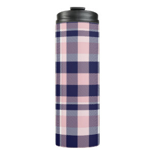 Pink and navy Plaid, checkered, tartan seamless Thermal Tumbler