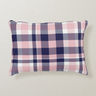 Pink and navy Plaid, chequered, tartan seamless Decorative Cushion