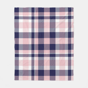 Pink and navy Plaid,  chequered,  tartan seamless  Fleece Blanket