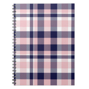 Pink and navy Plaid,  chequered,  tartan seamless  Notebook