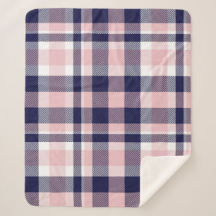 Pink and navy Plaid,  chequered,  tartan seamless  Sherpa Blanket