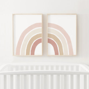 Pink and Neutral Rainbow Girl Nursery Decor