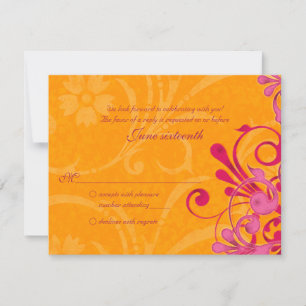 Pink and Orange Abstract Floral Response Card