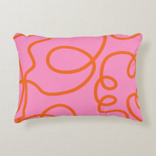 Pink And Orange Abstract Lines Brush Strokes Decorative Cushion