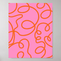 Pink And Orange Abstract Lines Brush Strokes