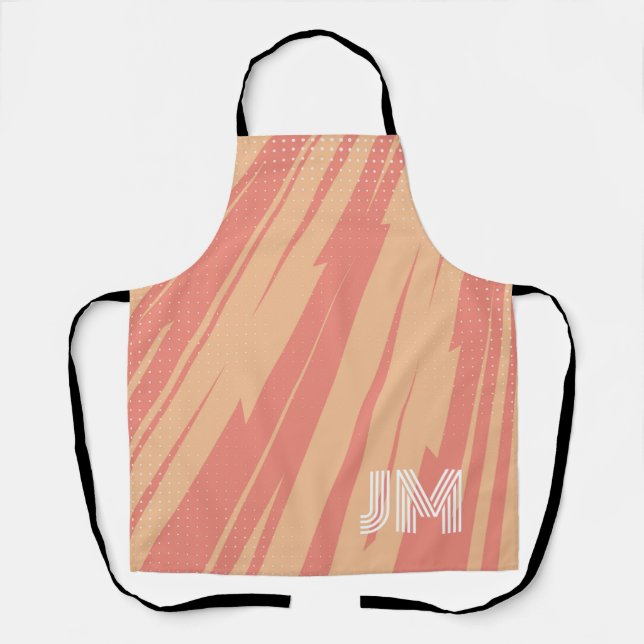 Pink and orange abstract retro design apron (Front)