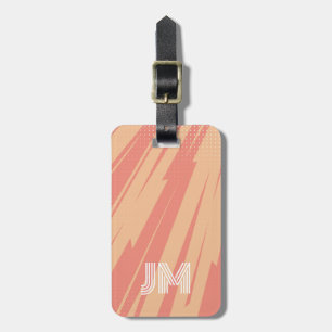 Pink and orange abstract retro design luggage tag