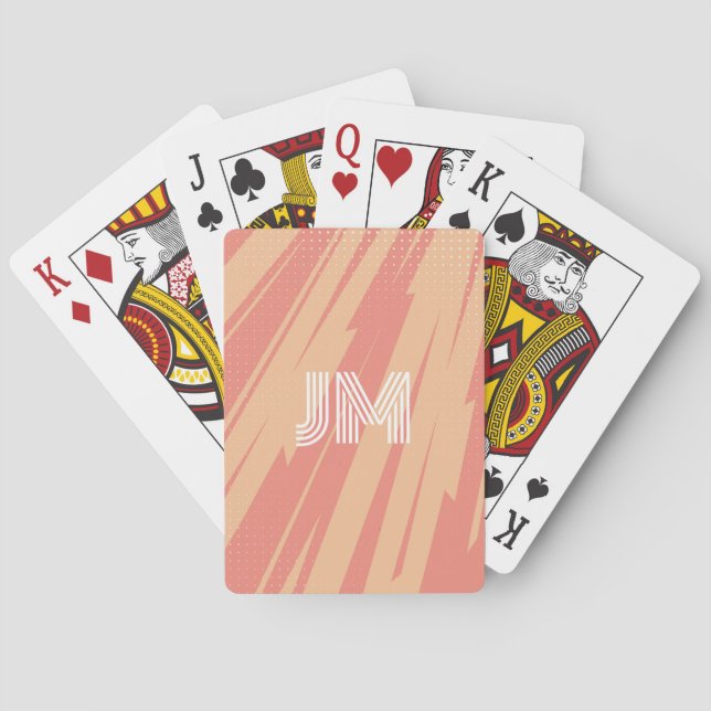 Pink and orange abstract retro design playing cards (Back)