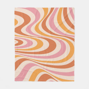 Pink and orange abstract swirl design fleece blanket