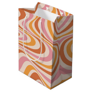 Pink and orange abstract swirl design medium gift bag
