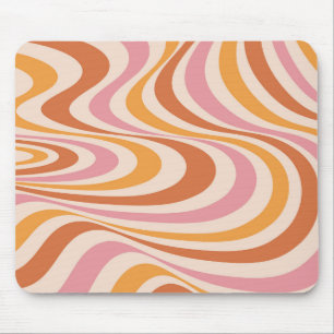 Pink and orange abstract swirl design mouse pad