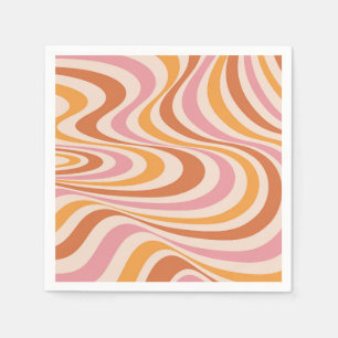 Pink and orange abstract swirl design napkin