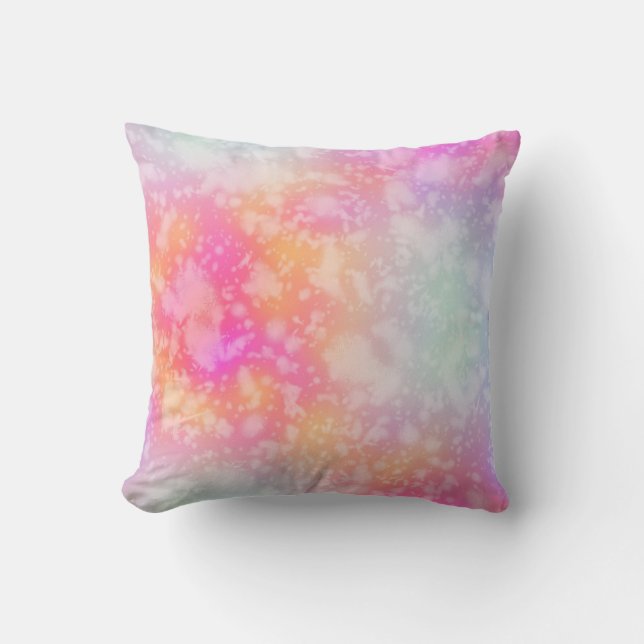 Pink and Orange Abstract Watercolor Background Cushion (Front)
