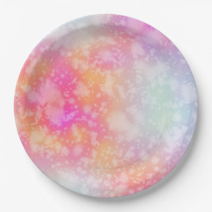 Pink and Orange Abstract Watercolor Background Paper Plate