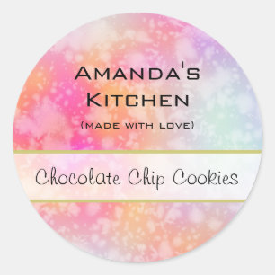 Pink and Orange Abstract Watercolor Kitchen Classic Round Sticker