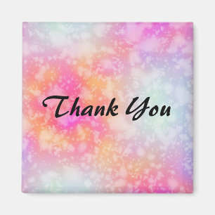 Pink and Orange Abstract Watercolor Thank You Magnet