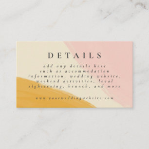 Pink and Orange Abstract Watercolor Wedding Detail Enclosure Card