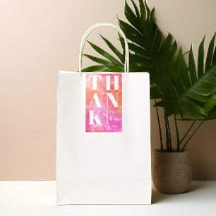 Pink and Orange Bold Thank You Wedding Favour Rectangular Sticker