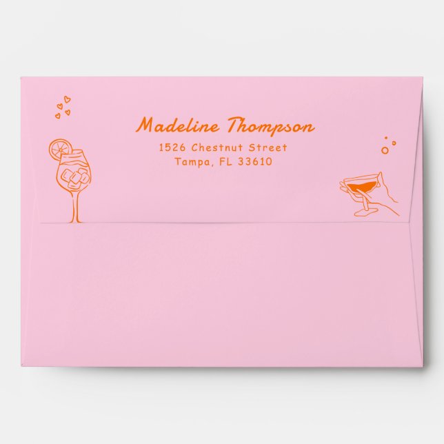 Pink and Orange Bridal Shower  Envelope (Back (Top Flap))