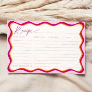 Pink and Orange Bridal Shower Wavy Recipe Card