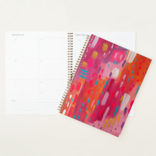 Pink and Orange Brush Marks Abstract Planner