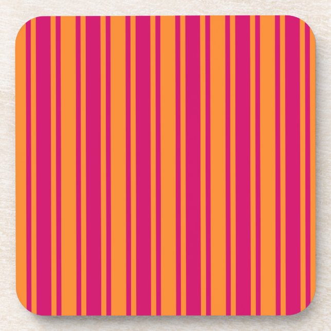 Pink and orange candy stripes coaster (Front)