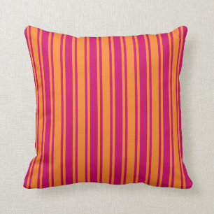 Pink and orange candy stripes cushion