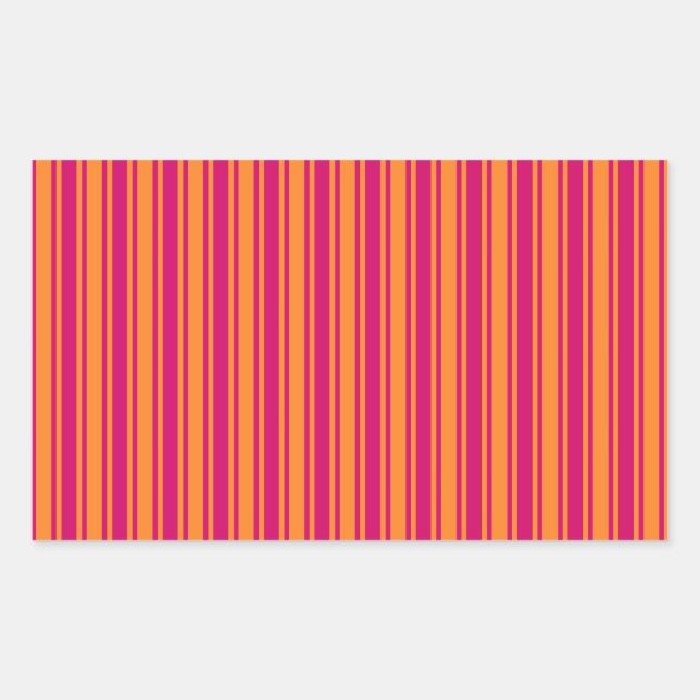 Pink and orange candy stripes rectangular sticker (Front)