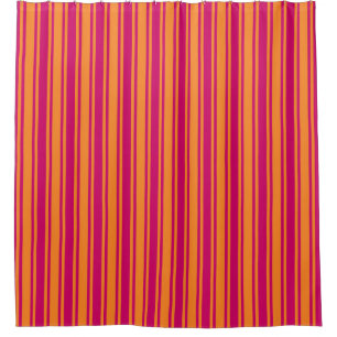 Pink and orange candy stripes shower curtain