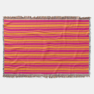 Pink and orange candy stripes throw blanket