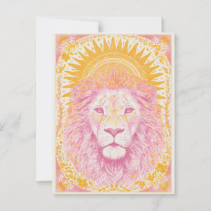 Pink and Orange Celestial Lion Postcard