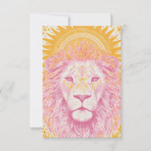 Pink and Orange Celestial Lion Thank You Card