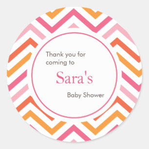 Pink and Orange Chevron Favour Sticker