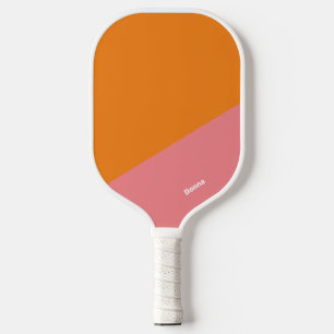 Pink And Orange Colour Block With Name Pickleball Paddle