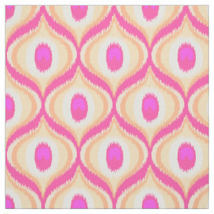 Pink and orange colour moroccan ikat design fabric