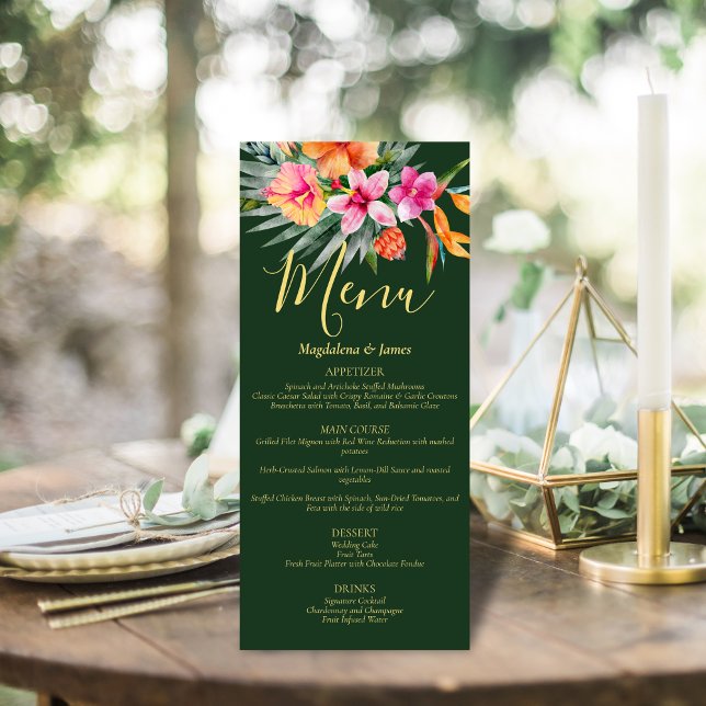 Pink and Orange Colourful Tropical Florals on Gree Menu (Creator Uploaded)