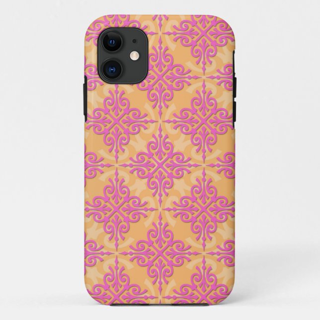 PInk and Orange Damask Pattern Case-Mate iPhone Case (Back)